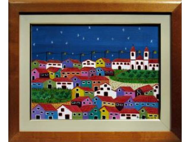 Janete Rodrigues óleo sobre tela  30 x 40 cm "Cidade de Barras " ass. CID 99