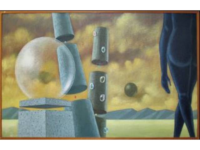 Walter Lewy óleo sobre tela 70 x 120 cm “Surreal” ass. CIE 1981