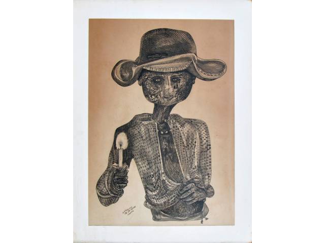 José Claudio nanquim sobre cartão 70 x 50 cm "Beato" ass. CIE - SP. EFS - KB3