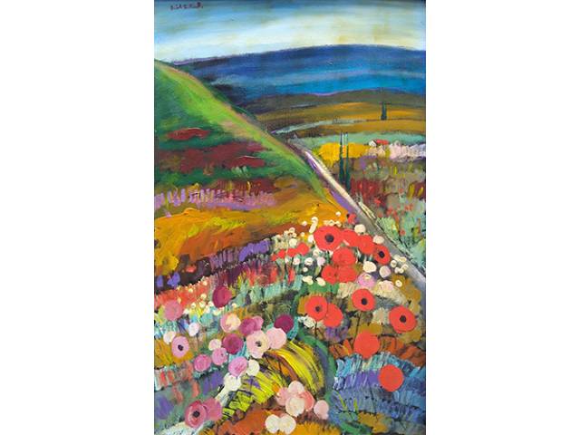 Emile Tuchband óleo sobre tela 80 x 50 cm “Campo florido” ass. sup. esquerdo