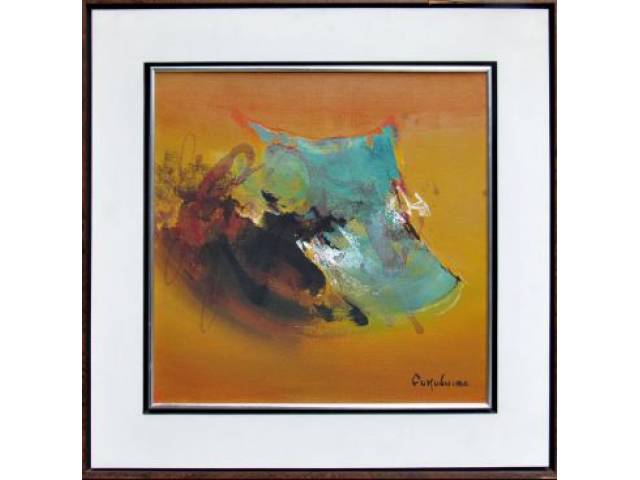 Tikashi Fukushima óleo sobre tela 50 x 50 cm "Sem Título" ass. CID - obra autentica, reconhecida pela família do artista