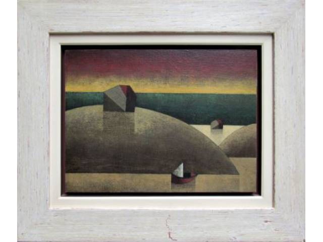 Inos Corradin óleo sobre madeira 29,5 x 40 cm "Paisagem com Dunas" ass. CIE