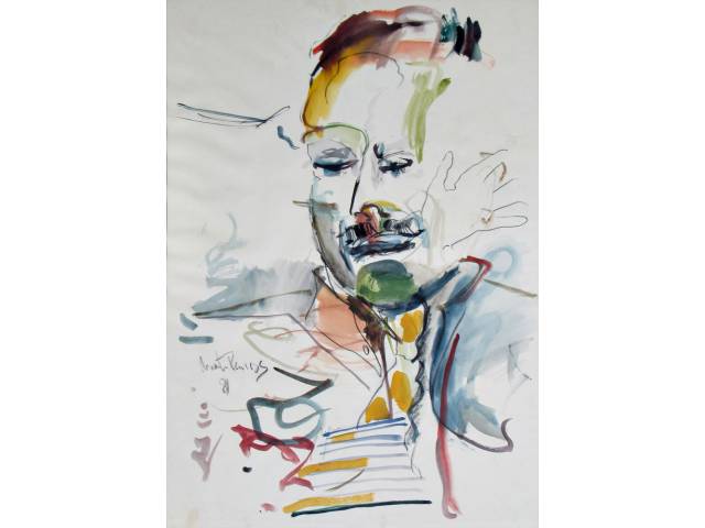 Martin Penrose técnica mista sobre cartão 100 x 70 cm "Figura Masculina" ass. CIE 1981