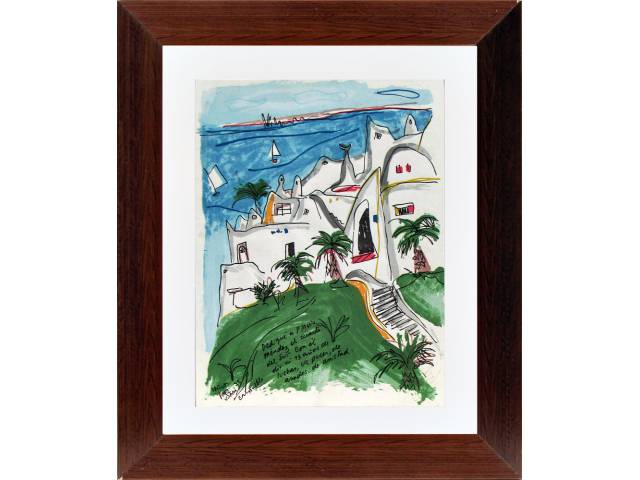 Carlos Páez Vilaró caneta hidrocor sobre cartão 50,5 x 38,5 cm "Punta" ass. CIE 1975