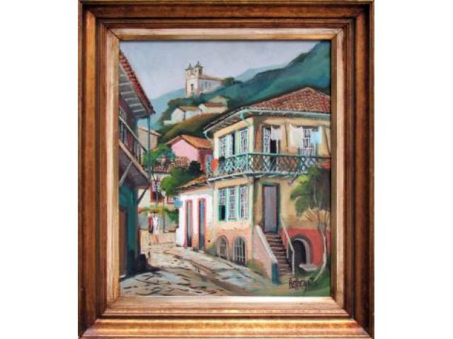 Omar Pellegatta óleo sobre tela 50 x 40 cm "Casario" ass. CID