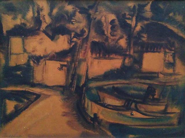 Frank Schaeffer acrílico sobre cartão 49 x 64 cm “Barcos” ass. inferior esquerdo 1966