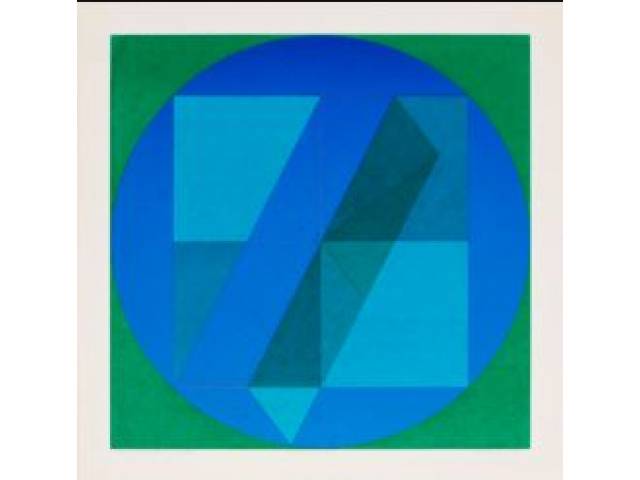 Dionísio del Santo Serigrafia em cores sobre papel, assinada e datada 1974 CID e numerada 12/208 CIE com inscrições : Espaço- Tempo- Dobra "Permuta I", t.12/14 centro inferior