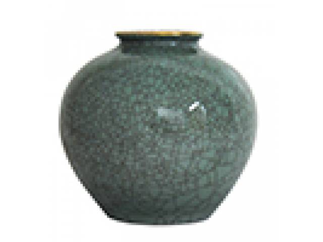 Floreiro porc. “Rosenthal Kunstabteilung” verde jade craquelado, borda dourada. h = 12 cm - Alemanha, 1938