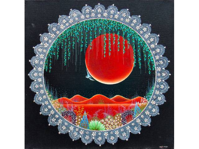 Carlos Borges óleo sobre tela 40 x 40 cm "Paisagem Noturna" ass. CSE - linda moldura