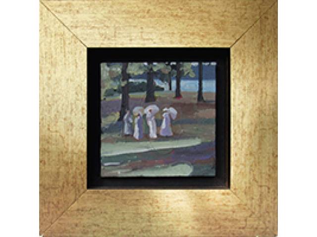 Leonora Weissmann acrílica sobre tela 15 x 15 cm "Paisagem" ass. verso