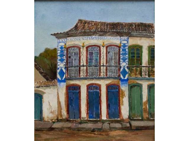 Omar Pellegatta óleo sobre tela 72 x 58,5 cm "Casario" ass. CID