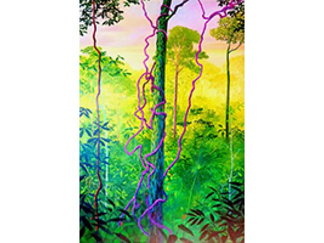 Miguel Penha acrílica sobre lona 200 x 140 cm "Guanandi" ass. verso 2016 - acompanha certificado do Instituto Adelina