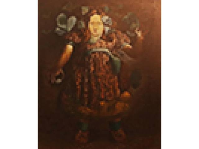 Mário Gruber óleo sobre tela colado sobre madeira 73 x 60 cm “Série Meninas” ass. inferior direito 1980