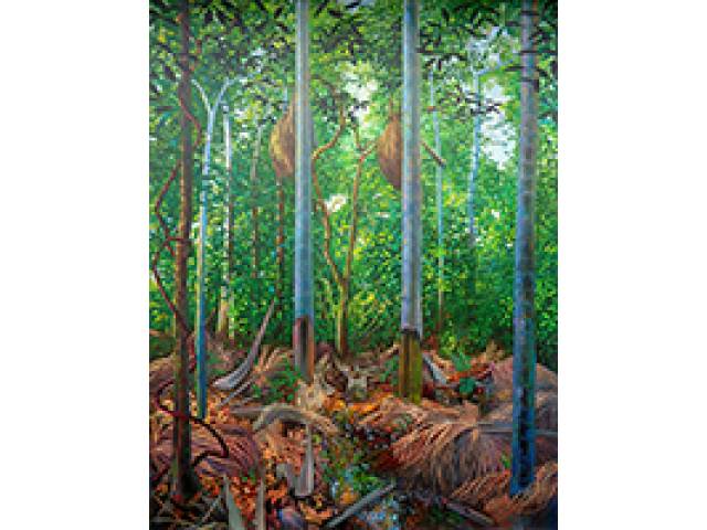 Miguel Penha acrílica sobre lona 230 x 200 cm "Nascente Buriti" não assinada 2016 - acompanha certificado do Instituto Adelina
