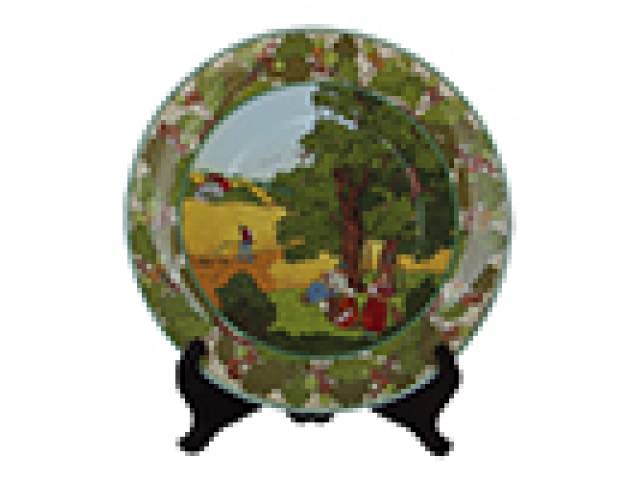 Prato em porc. “Heinrich: Villeroy & Boch” - “Vida no Campo.” - Prato de colecionismo - arrecadação de fundos apoio pesquisa do câncer. d = 25 cm - Alemanha, séc. XX