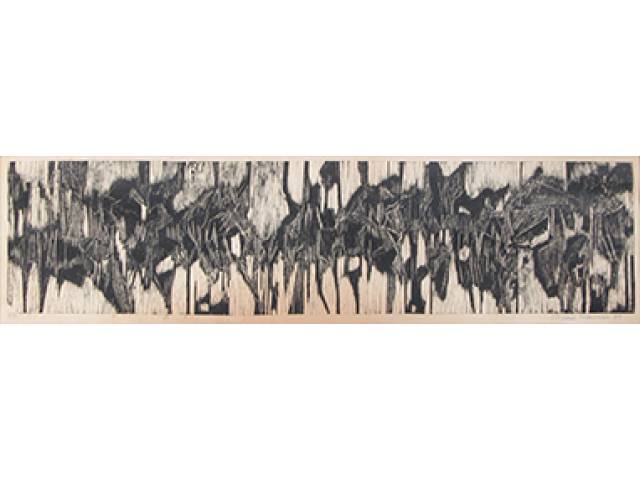Miriam Chiaverini xilogravura 18 x 66 cm "Sem Título" ass. CID 1959 t. 3/7