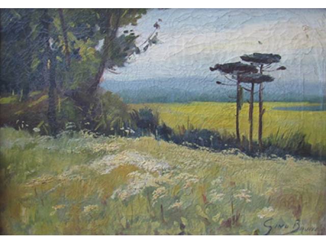 Gino Bruno óleo sobre tela 30 x 42 cm "Paisagem" ass. CID