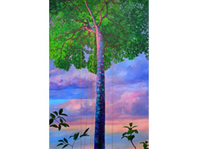 Miguel Penha acrílica sobre lona 200 x 100 cm "Jatobá" ass. verso 2016 - acompanha certificado do Instituto Adelina