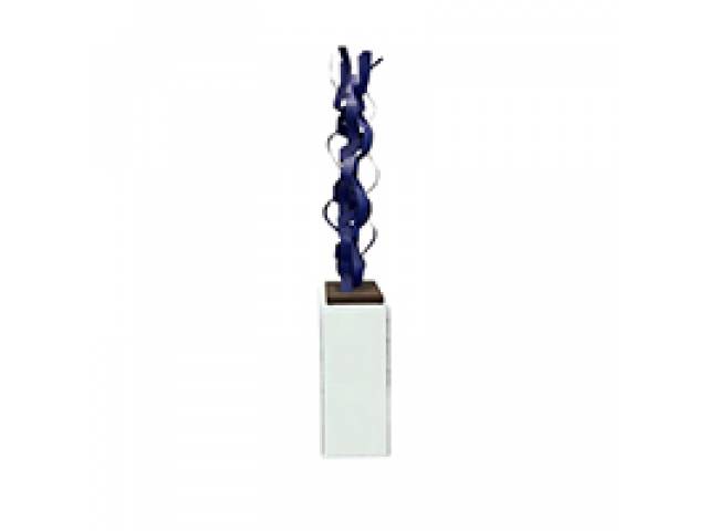 Cássio Lázaro escultura em aço 110 x 20 x 20 cm "Feixe de Fitas Azul Carbono" ass. base 2012 - acompanha certificado do Instituto Adelina