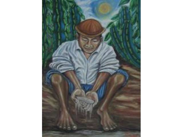 Edierck óleo sobre tela 95 x 70 cm "Trabalhador" ass. CID 2002