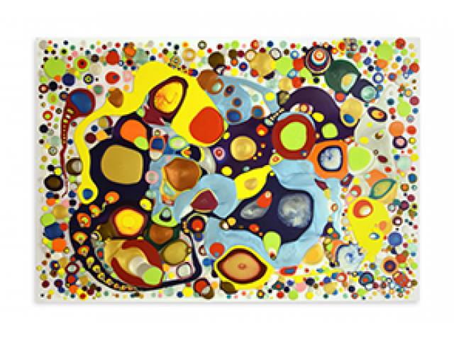 Renato Santana acrílica sobre policarbonato 95 x 135 cm "Sem Título da série Poça Quântica" ass. CID 2012 - sem moldura, acompanha certificado do Instituto Adelina