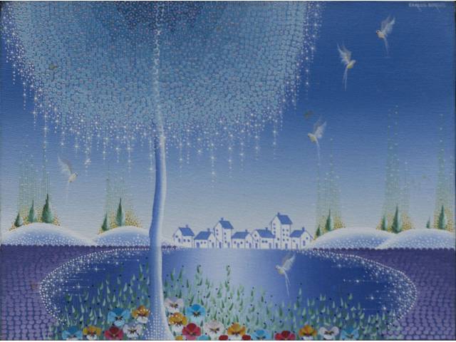 Carlos Borges óleo sobre tela 30 x 40 cm "Paisagem Noturna" ass. CSD - linda moldura