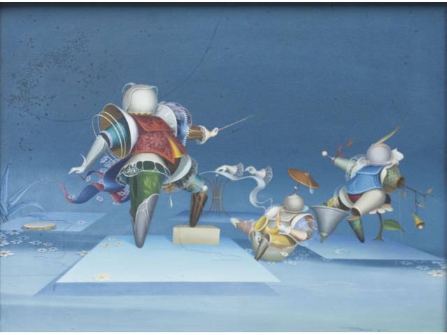 Roni Brandão óleo sobre tela 60 x 80 cm "Orquestra mágica" ass. CID 86 (com fungo)