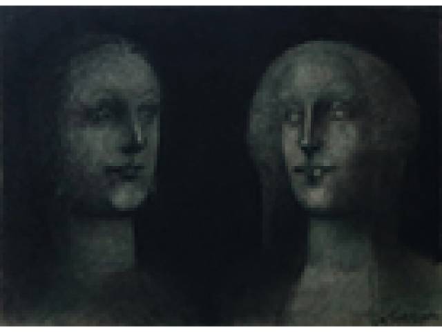 Marcelo Grassmann crayon sobre papel 48 x 68 cm “Rostos” ass. inferior direito 1995