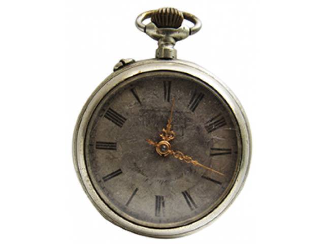 Relógio de bolso maq. “EKB Depose”, ajuste corda pela coroa, cx. níquel. d = 5 cm, l. = 1,5 cm. - Suíça, séc. XX