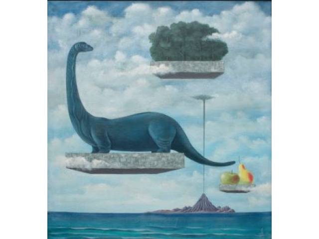 Walter Levy óleo sobre tela 110 x 100 "Paisagem Surreal" ass. CID 1985