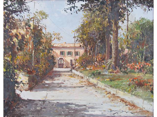 Claudio Morgigno (Italia, 1949) óleo sobre tela 36 x 46 cm "Sem Título" ass. CID e verso 1977