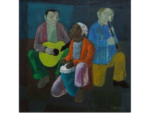 Harry Elsas óleo sobre tela 40 x 40 cm " Músicos " ass. CID