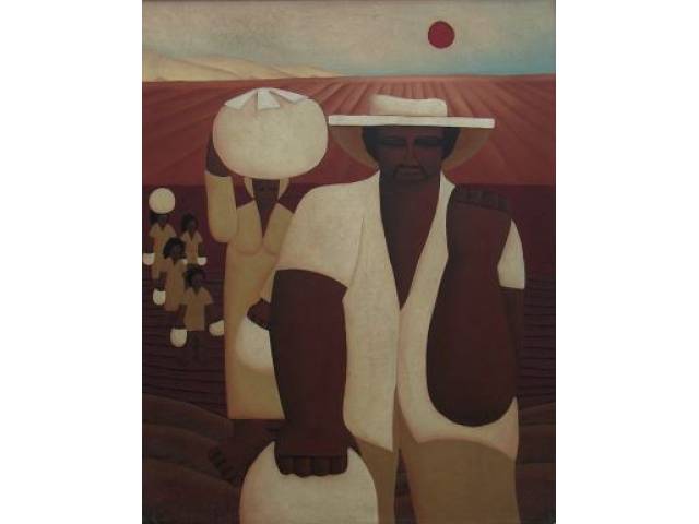 Yuji Arimizu óleo sobre tela 83 x 68 cm "Pescador" ass. CIE e verso 1983
