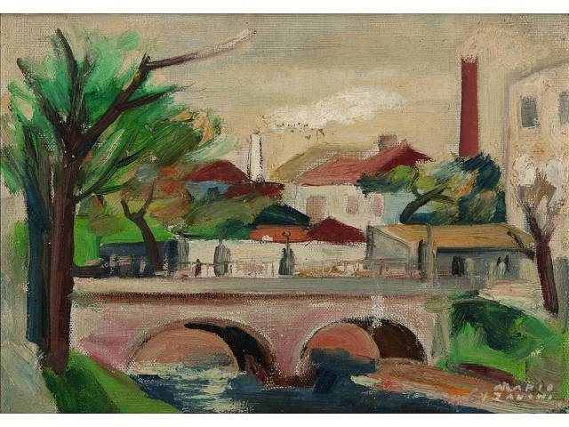Mário Zanini óleo sobre tela 23 x 32 cm "Paisagem urbana" sem data