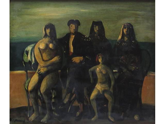 Sylvain Vigny (1903, Viena - Áustria / 1970, Nice - França) O.S.T. 60 x 70 cm “Família”, ass. CIE Europa. séc. XX