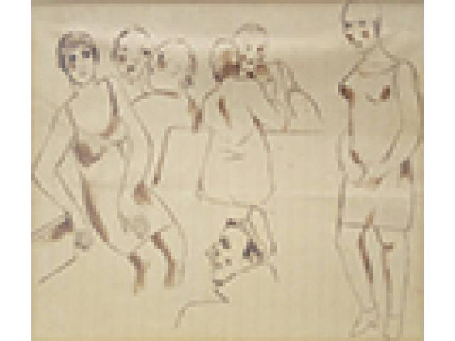 Ismael Nery sépia sobre papel 18 x 20 cm “Cabaré” ass. inferior esquerdo