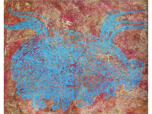 Alex Flemming acrílica sobre tela, 110 x 140 cm "Sem título" 1989