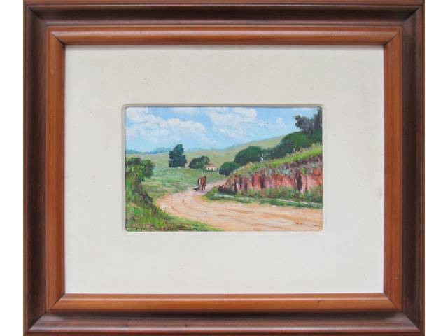 José Antônio Moreto óleo sobre madeira 14 x 22 cm "Paisagem" ass. CIE