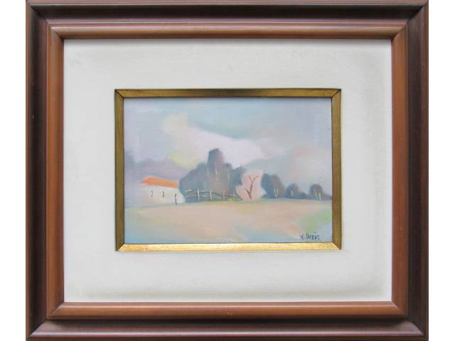 Klaudio Ursic óleo sobre tela 18 x 26 cm "Paisagem" ass. CIE com selo da Galeria San Marco