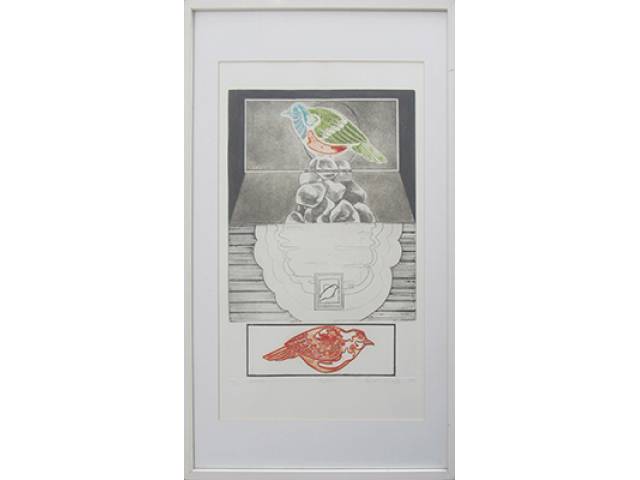 Carlos Lacerda gravura em metal 76 x 53 cm "Reflexo" ass. CID 1975 t. 47/100