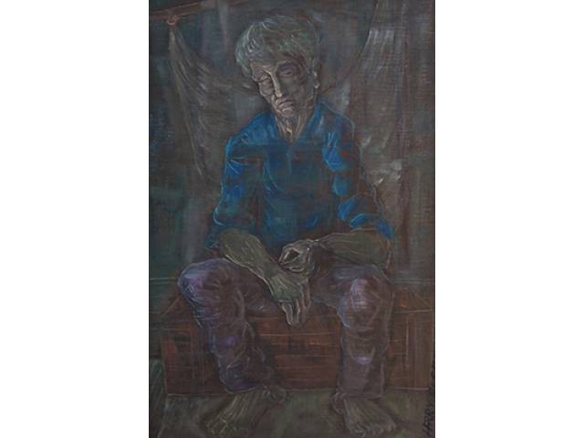 Harry Elsas óleo sobre tela 46 x 32 cm “Homem Sentado” ass. inferior direito