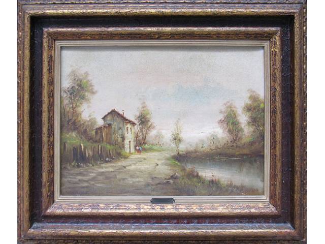 Luigi Bosio (1896-1959) óleo sobre tela colada sobre madeira 34 x 50 cm "Paisagem" ass. CID