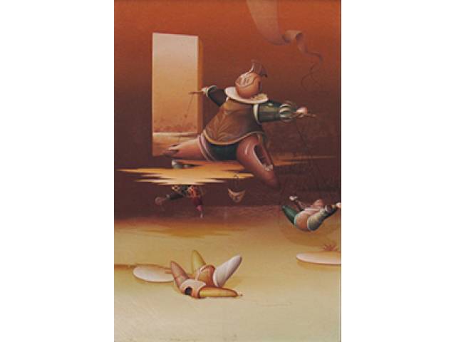 Roni Brandão óleo sobre tela 60 x 40 cm “Os Marionetes Nº46” Ass. CIE e verso 07/1980