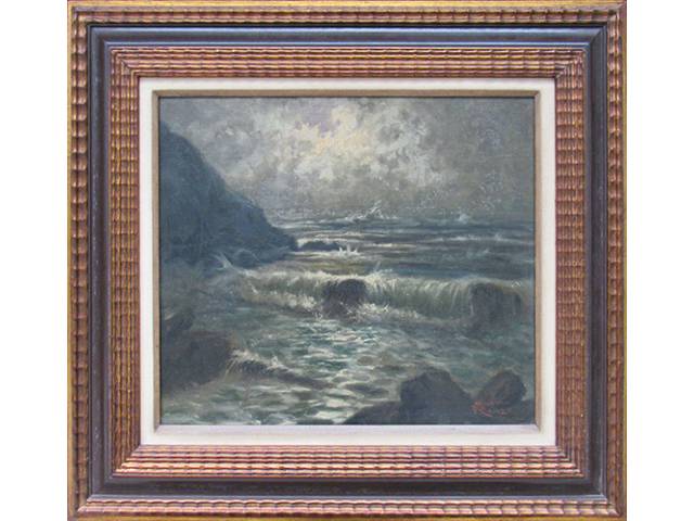 Armando Ramos óleo sobre tela 40 x 50 cm "Mar Revolto" ass. CID