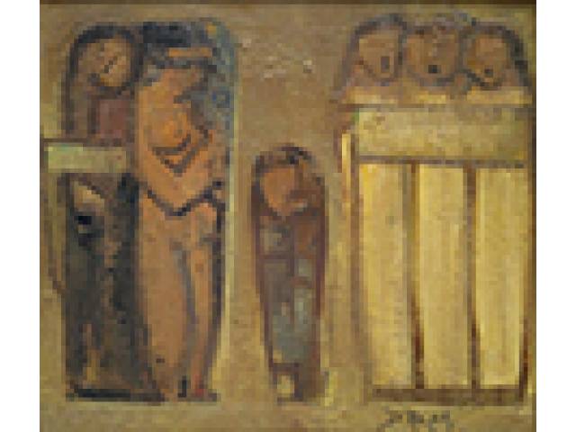 Dario Mecatti óleo sobre tela 40 x 45 cm “Flagelados” ass. inferior direito