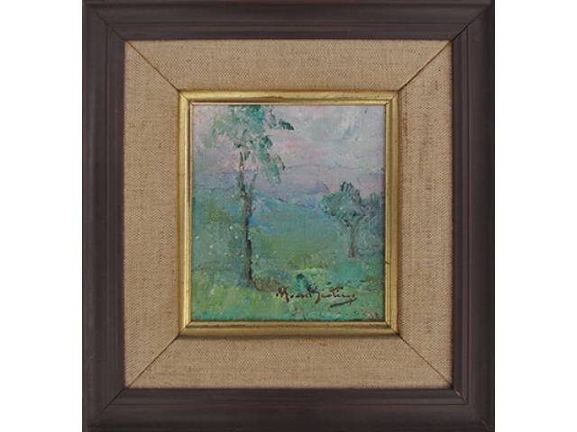 Manoel Santiago óleo sobre tela 15 x 14 cm "Paisagem" ass. CID
