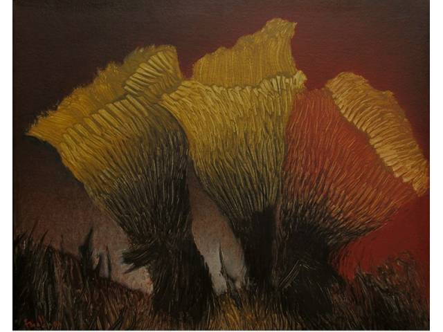 Fernando Coelho óleo sobre tela 40 x 50 cm "Três flores" ass. CIE e verso 1989