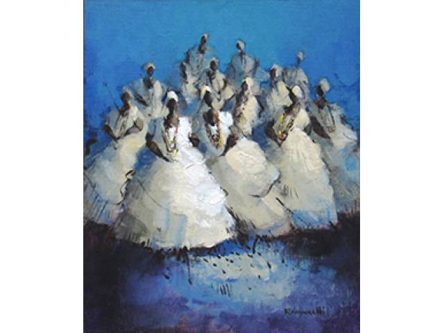 Armando Romanelli óleo sobre madeira 46 x 38 cm “Baianas” Ass. CID e verso 1978