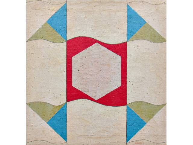 Ramón Cáceres óleo sobre juta 70 x 70 cm "Geométrico" ass. CID