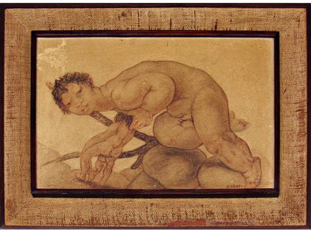 Eugenio Pratti desenho  31 x 49 cm "Menina" ass. CID